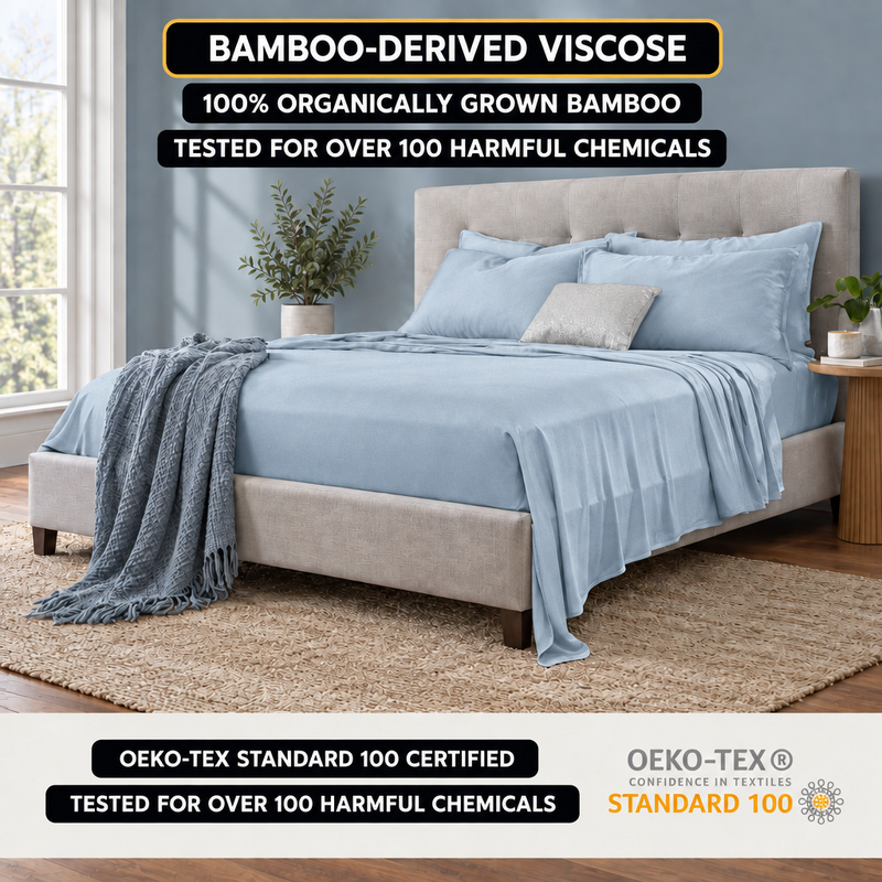 Bamboo Cooling Sheets – 300TC Viscose Sateen Sheet Set - 5