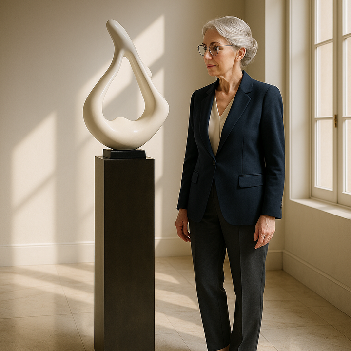 Yoga White Sculpture -Exclusive Yoga White Sculpture with Gray Base - Premium 59" Floor Art collection   Gray Base