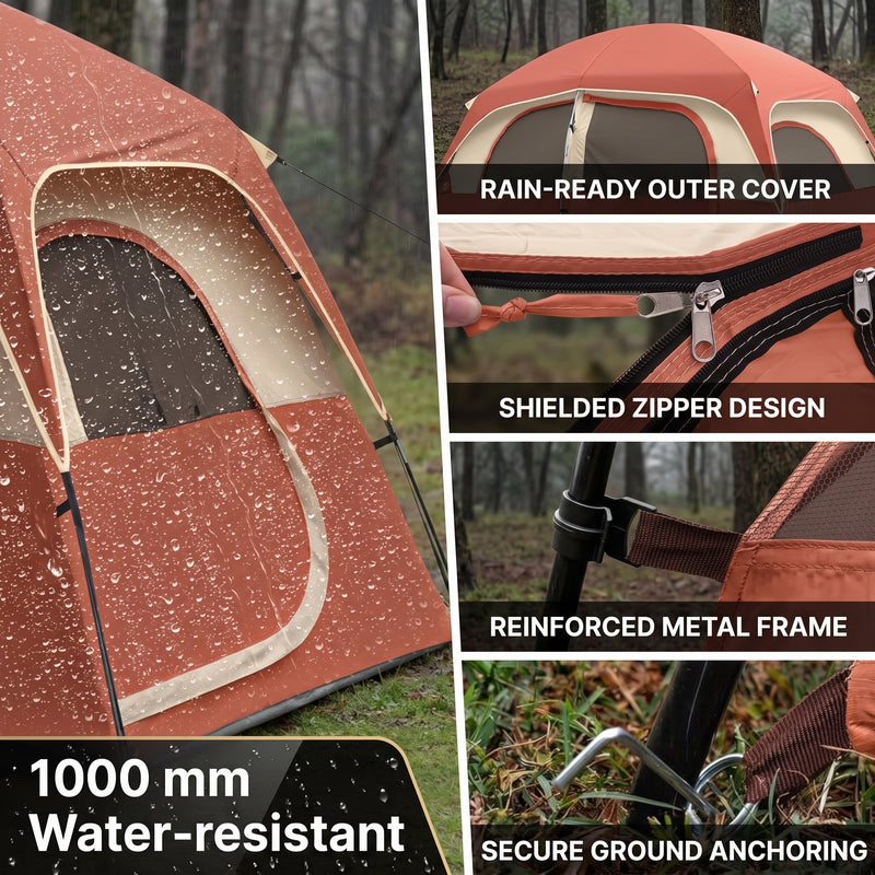 5–8 PERSON FAMILY DOME CAMPING TENT – WATERPROOF OUTDOOR TENT WITH RAINFLY & CARRY BAG - 5