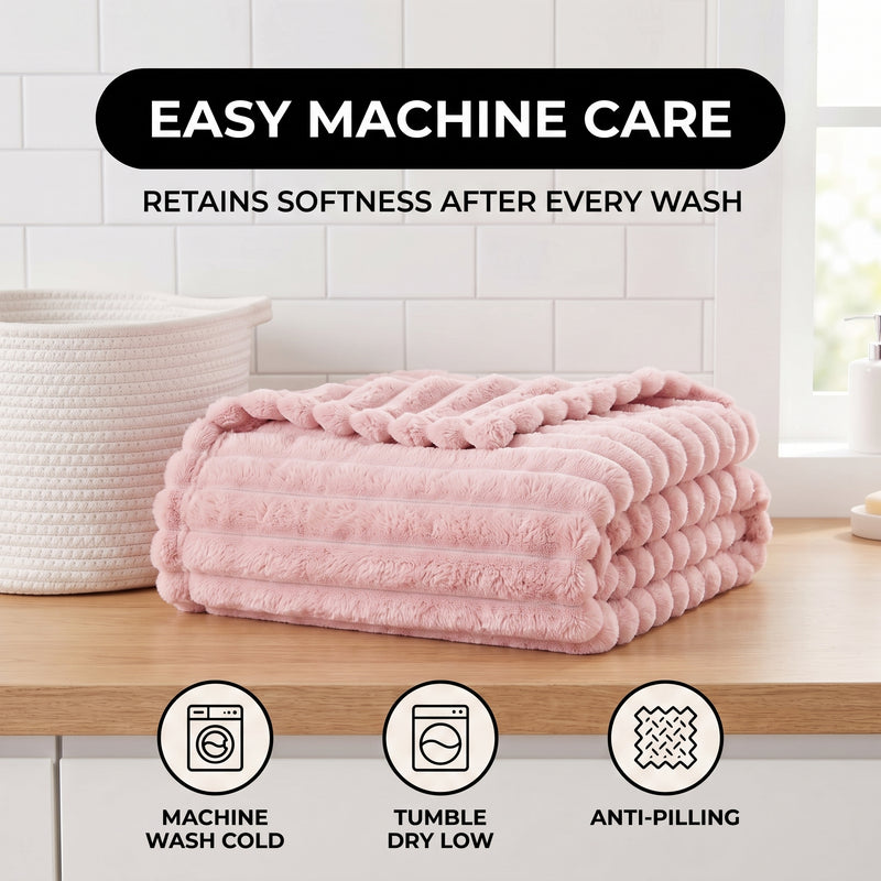Throw Blanket – Soft, Lightweight Ribbed Design - 5