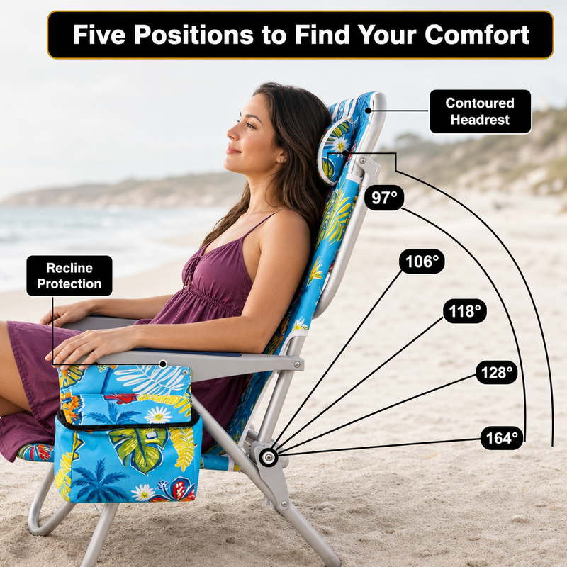 Backpack Beach Chair 2 Pack – Reclining Aluminum, 300 - 500 lbs - 5