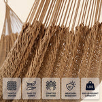 Handwoven Mayan Rope Double Hammock with Tree Straps, Carabiners & Carry Bag - 5