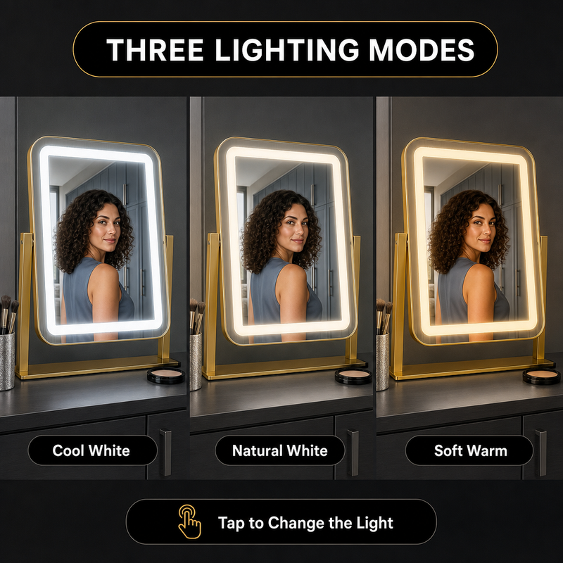 LED Vanity Mirror with Touch Dimming & Magnification - 5