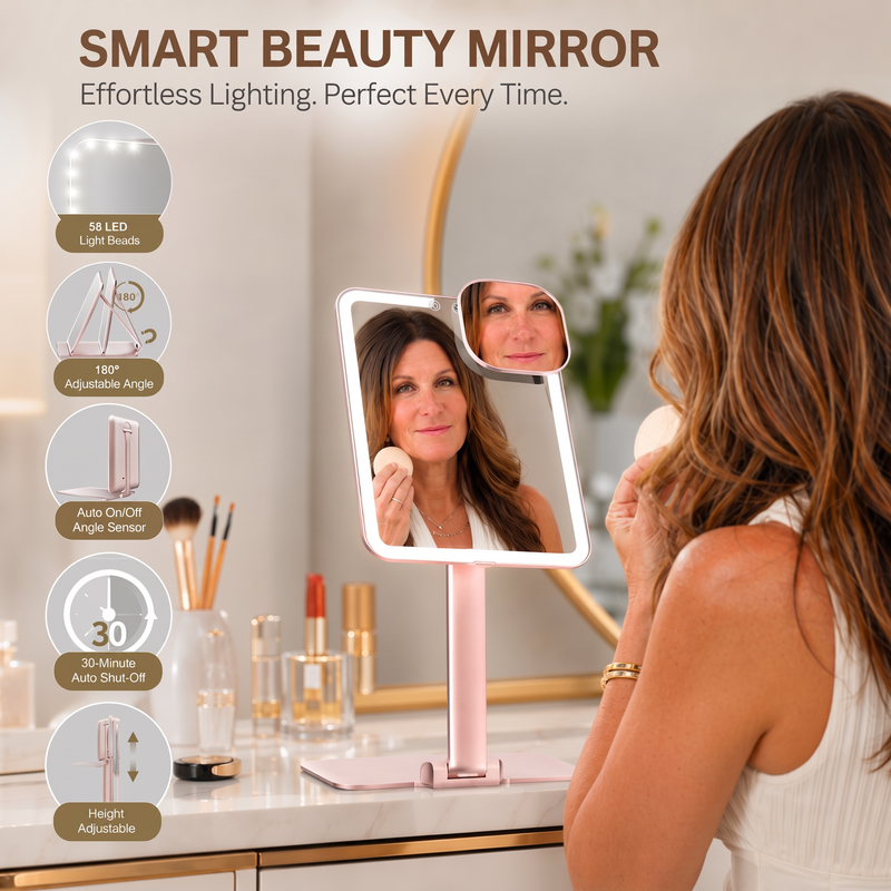 Portable LED Makeup Mirror – Rechargeable, Adjustable Brightness, Compact & Travel-Friendly - 5