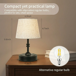 Cordless Table Lamp with Fabric Shade – Rechargeable, Dimmable LED - 5