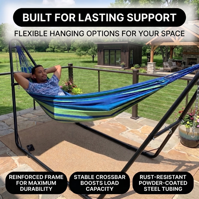Adjustable 9-14FT Heavy-Duty Hammock Stand – 550-660LBS Outdoor/Indoor Steel Frame - 5