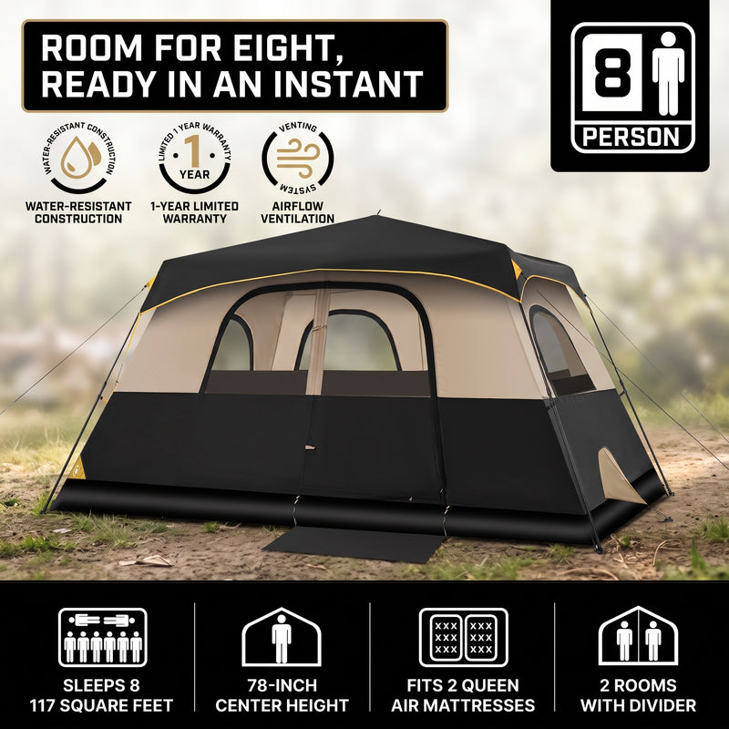 8–10 Person Instant Cabin Camping Tent with Room Divider - 5