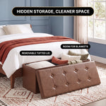 BENCH WITH STORAGE – FOLDING OTTOMAN WITH PADDED SEAT - 5