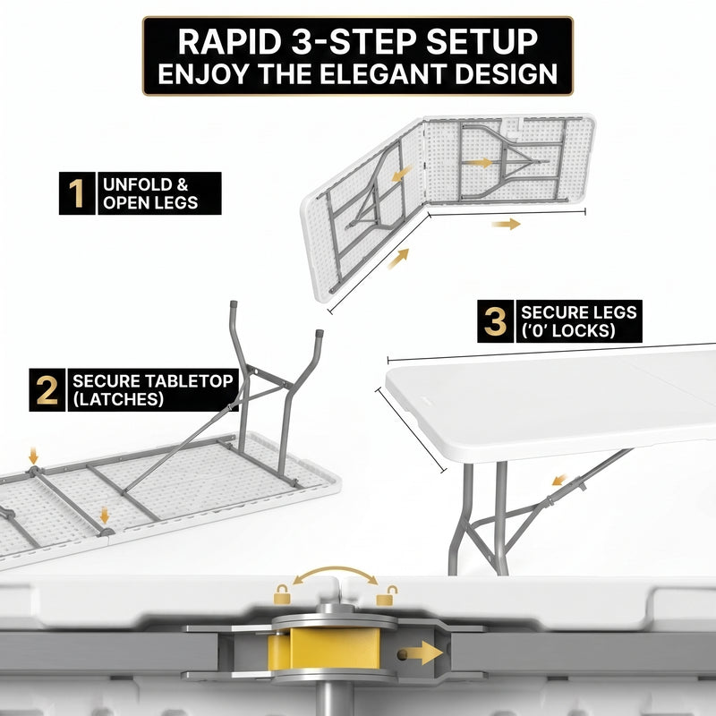 8 ft Heavy Duty Folding Table - 5