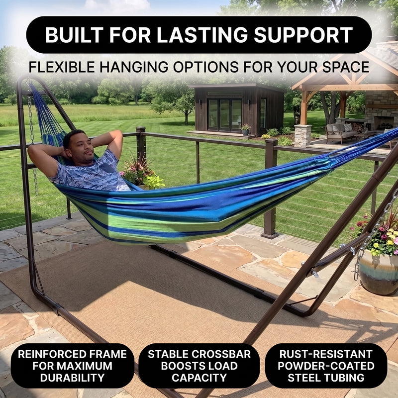 Adjustable 9-14FT Heavy-Duty Hammock Stand – 550-660LBS Outdoor/Indoor Steel Frame - 5