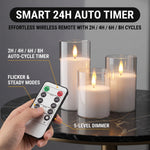 Flameless Candles with Remote & Timer – Glass Pillar Set of 3 - 5