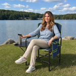 Camping Directors Chair, Heavy Duty,Oversized Portable Folding Chair with Side Table, Pocket for Beach, Fishing,Trip,Picnic,Lawn Blue - 5