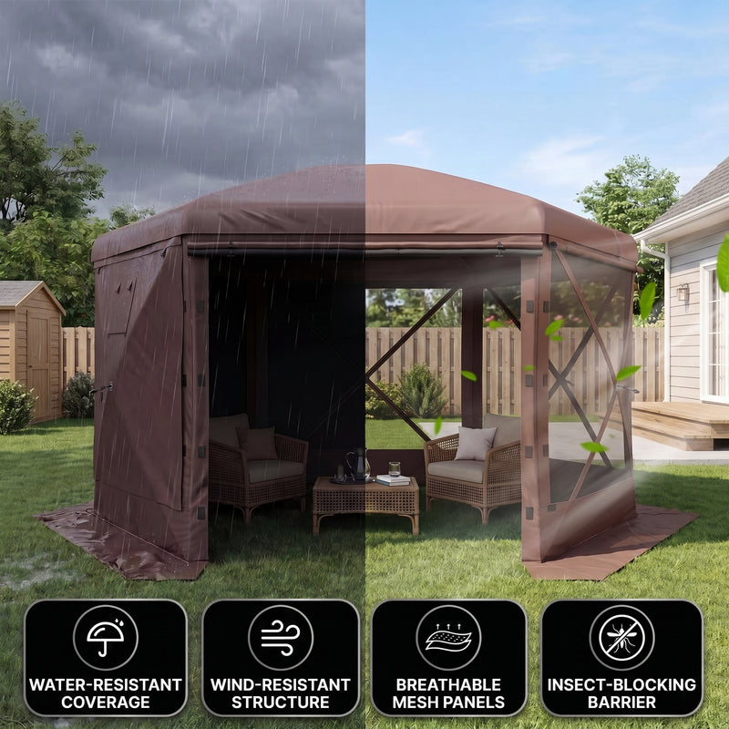 15x15 Pop-Up Gazebo Screen Tent – Large Outdoor Screen House with Mesh Walls & Carry Bag - 5