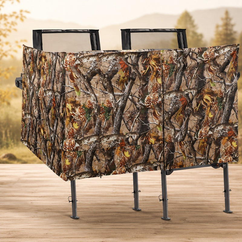 Hunting Tree Stand Blinds Cover 142" x 35" Extra Large Camouflage Universal Tree Stand Blinds Realistic Forest Camo Treestand Cover with Zipper for Deer Elk Hunting, Frames Not Included - 5