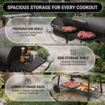 Portable Charcoal Grill with Smoking Function, Foldable Suitcase Design with Wheels, Multi-Tier Storage Rack & Waterproof Cover for Outdoor BBQ Parties - 5