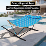 2-Person Outdoor & Indoor Hammock with Adjustable Height, Pillow & Stand – Portable, Sturdy, Colorful - 5