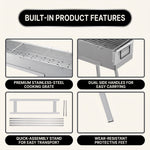 PORTABLE CHARCOAL HIBACHI GRILL – COMMERCIAL-QUALITY FOLDABLE BBQ GRILL FOR CAMPING, BACKYARD & OUTDOOR COOKING - 5
