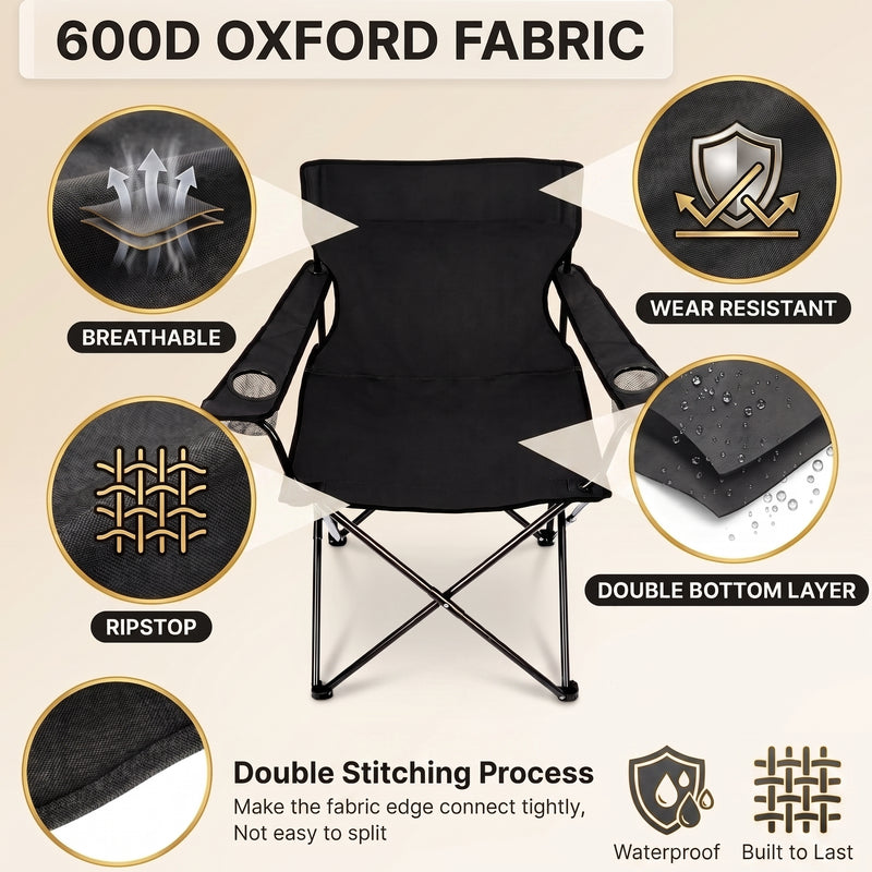 2 Pack Folding Camping Chairs with Cup Holders & Carry Bags - 5