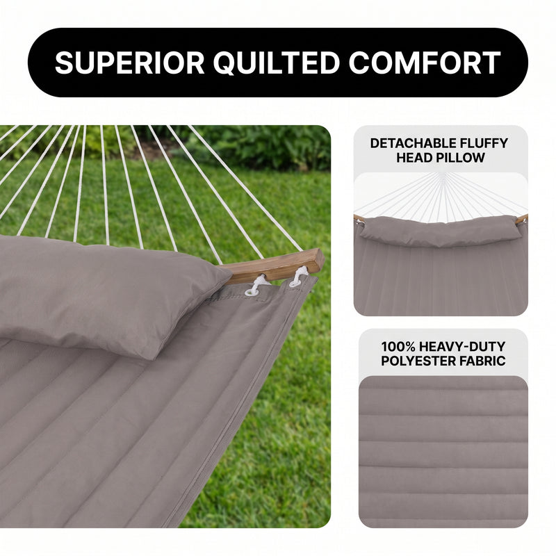 2-Person Hammock with Adjustable-Height Stand, Pillow & Carrying Bag - 5