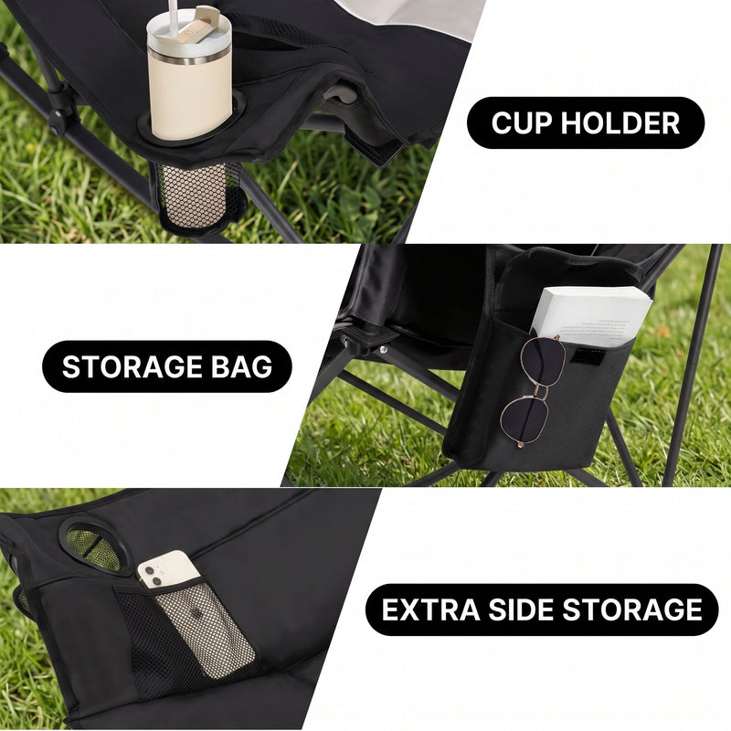 Oversized Folding Rocking Camping Chair with Padded Headrest - 5
