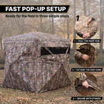 SucceBuy Hunting Blind, 270° & 360° See Through Ground Blind, 2-3 Person / 3-4 Person Pop Up Deer Blind for Hunting with Carrying Bag, Portable Tent - 5