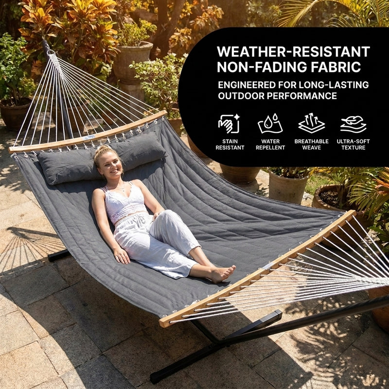 2-Person Hammock with Adjustable-Height Stand, Pillow & Carrying Bag - 5