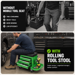Mobile Mechanic Toolbox Seat with Drawers - Rolling Mechanic Stool with Sliding Tool Tray, Shop Stool with Wheels for Garage & Workshop, Auto Repair - 5