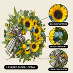 SUNFLOWER WREATH FOR FRONT DOOR – SUMMER FLORAL PORCH DÉCOR - 5