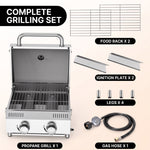 PORTABLE STAINLESS STEEL TABLETOP PROPANE GRILL – 2 & 3 BURNER OUTDOOR BBQ OPTIONS - 5