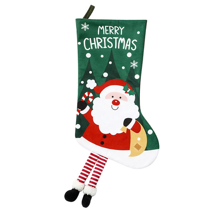 Christmas Stockings with Cute Legs with Classic Elk Snowman Santa Claus Elements for Holiday Christmas Party