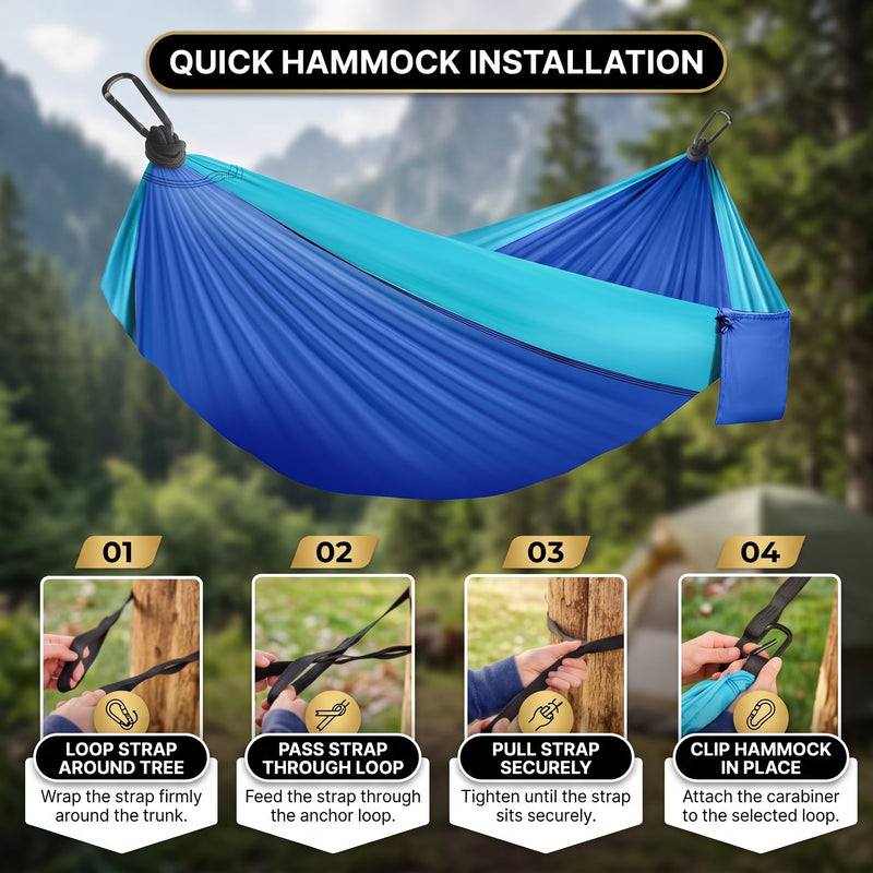 Portable Camping Hammock with Tree Straps – Lightweight Nylon Travel Hammock - 5