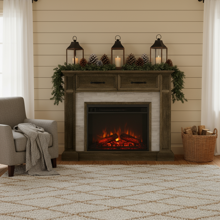47" Electric Fireplace Remote Control With 2 Drawer