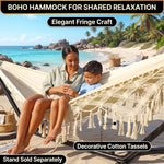 Boho Macrame Double Hammock Swing with Tassels – 2 Person Hanging Chair for Indoor & Outdoor Relaxation - 5