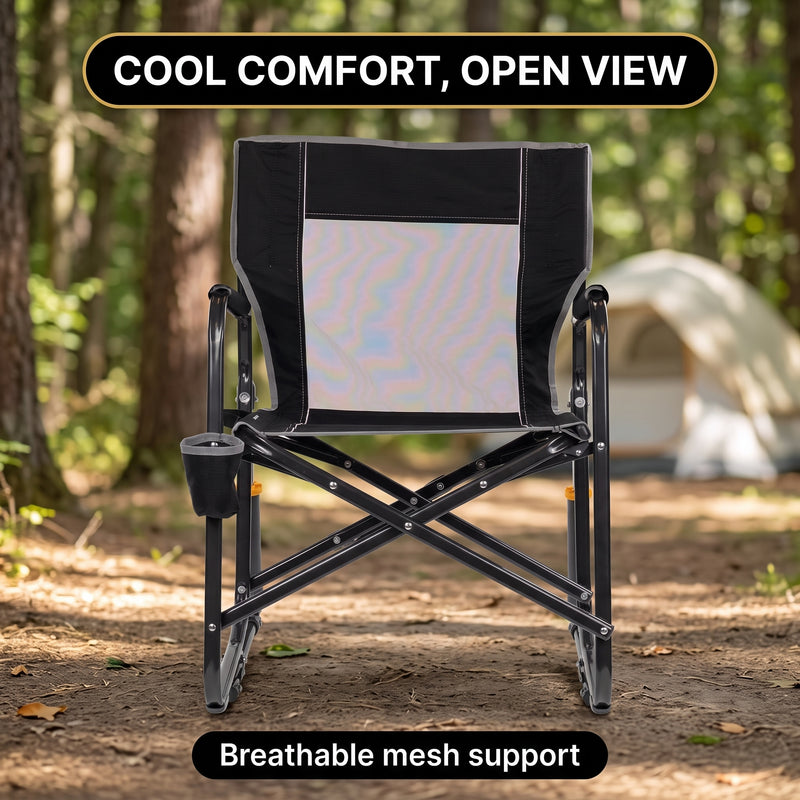 ROCKING CAMPING CHAIR – FOLD-FLAT CHAIR WITH CUP HOLDER - 5