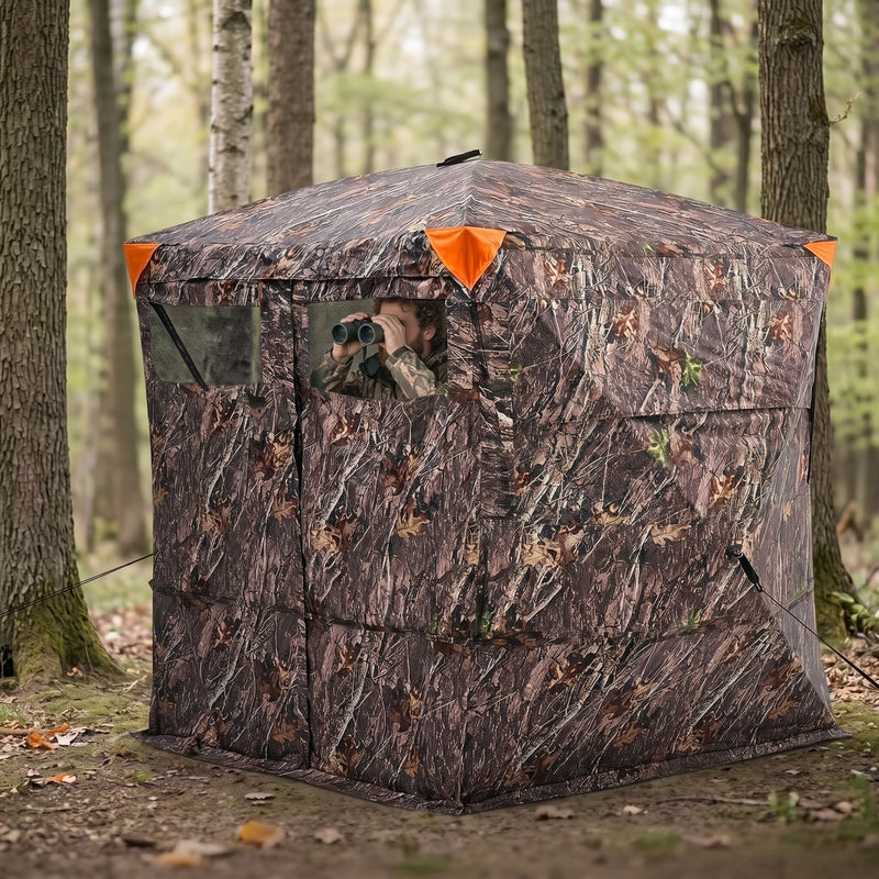 Silent Pop Up Hunting Blind with 270° See Through View – Waterproof Camo Ground Blind Tent for Turkey and Deer Hunting, 1-7 Person Capacity - 5