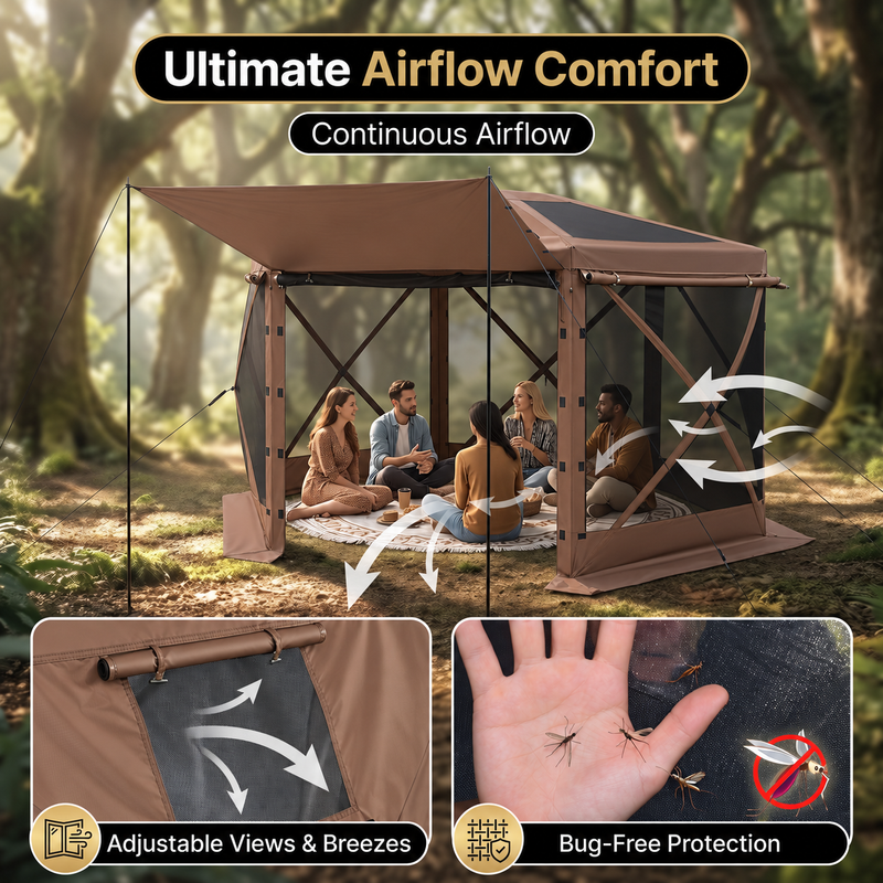 10x10 Pop-Up Screen Tent Gazebo – 4 & 6-Sided Mesh Shelter with Carry Bag - 5