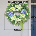 HYDRANGEA WREATH FOR FRONT DOOR – ARTIFICIAL FLORAL PORCH DÉCOR - 5