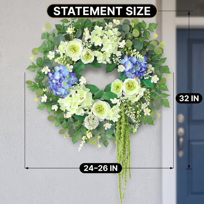 HYDRANGEA WREATH FOR FRONT DOOR – ARTIFICIAL FLORAL PORCH DÉCOR - 5