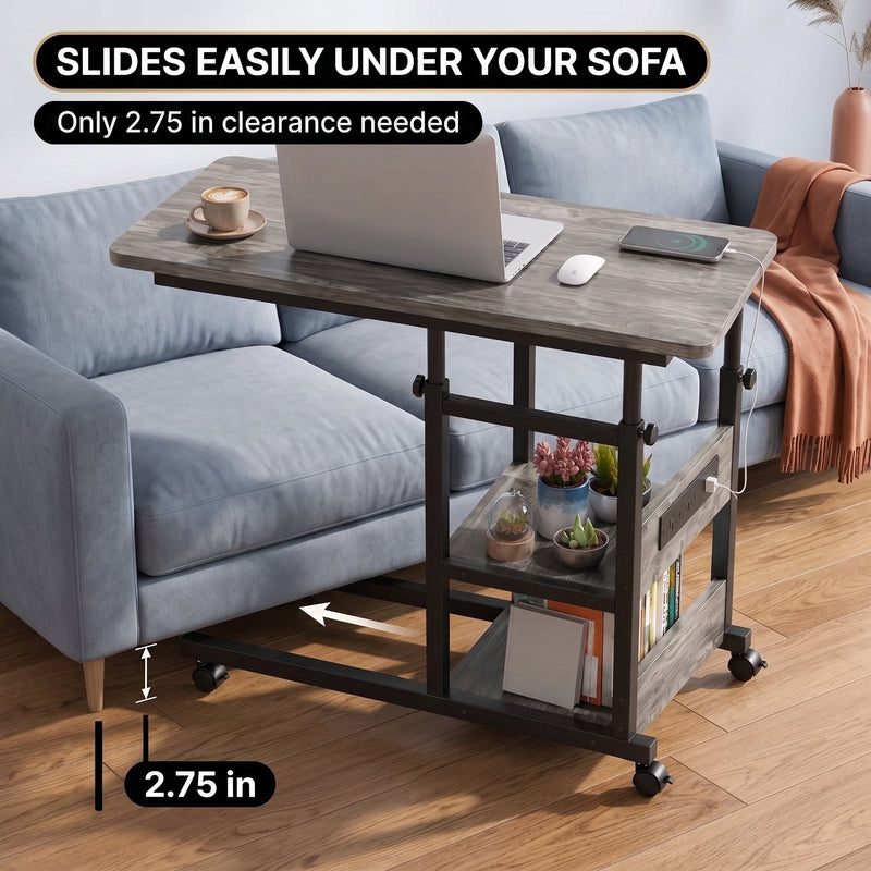 C-SHAPED END TABLE WITH CHARGING STATION – ADJUSTABLE HEIGHT - 5
