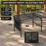 Foldable Camping Table Collapsible Picnic Aluminum Alloy Grill Stand - 5