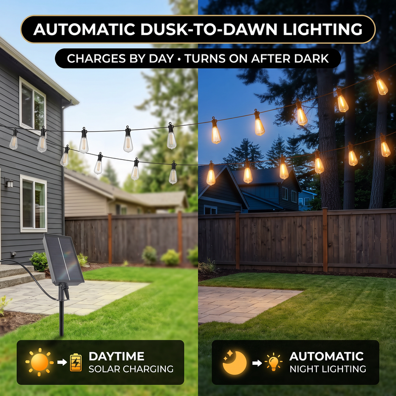 Outdoor Solar String Lights with Remote — Black, 37–108 ft - 5