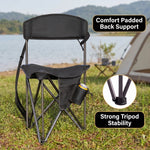 Tri-Lite Stool w/Back, Lightweight Portable Fishing Chair w/Cupholder and Carry Strap, Supports 225-Lb, Portable Outdoor Chair for the Hunting Blind, Camping, Travel, Hiking - 5
