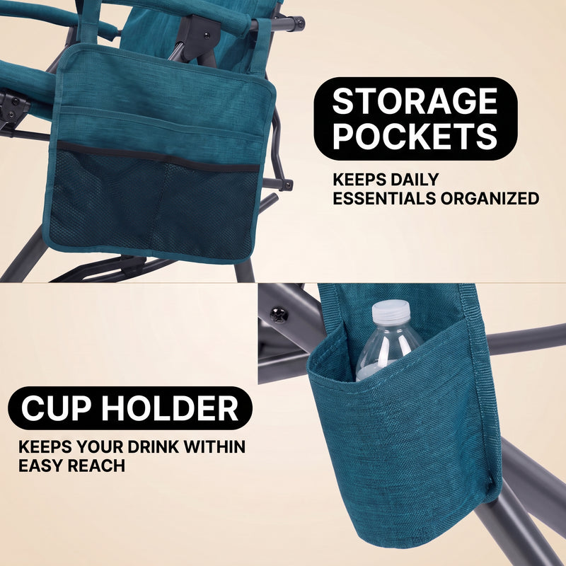 Oversized Folding Rocking Camping Chair with Padded Comfort & Portable Design - 5