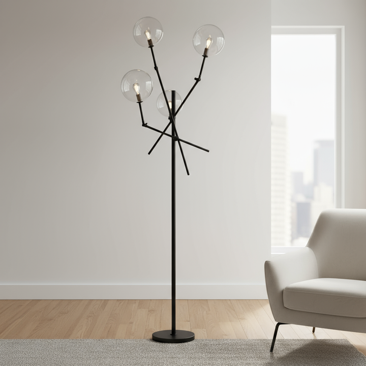 84" Black LED Floor Lamp With White