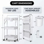 3-Tier Metal Rolling Cart – Foldable or Fixed Pegboard Styles - 5