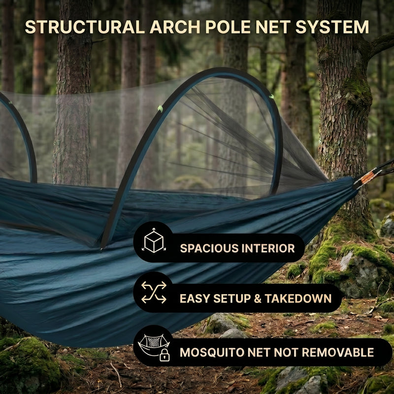 Over 600lbs Hammock, 1-2 person, Nylon with Mosquito Net - 5