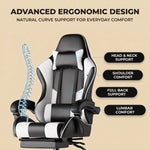 GAMING CHAIR WITH FOOTREST – LUMBAR SUPPORT & 360° SWIVEL - 5