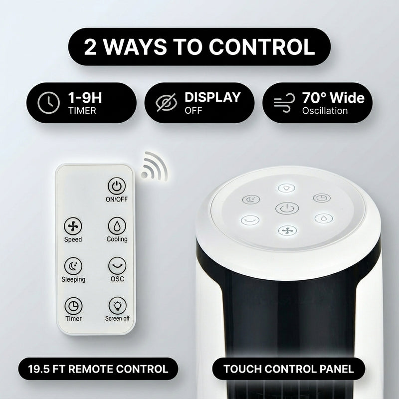 3-in-1 Evaporative Air Cooler Tower Fan with Remote Control - 5