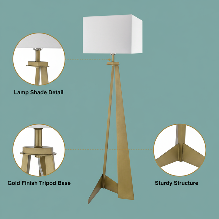 60" Floor Lamp With White Fabric Novelty Shade