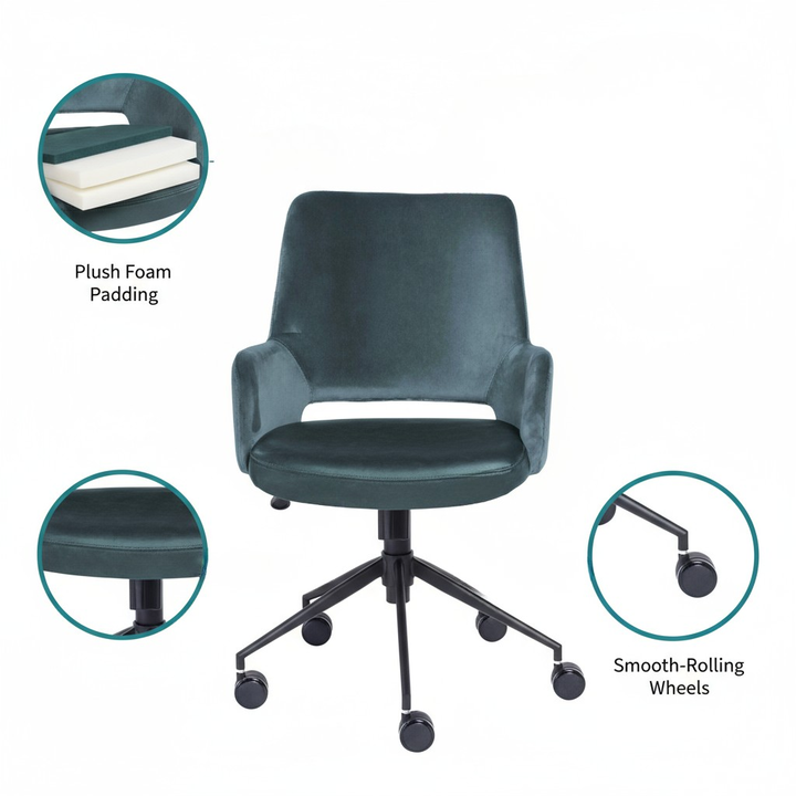 Blue and Black Adjustable Swivel Fabric Rolling Office Chair
